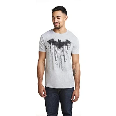 Imagen de DC Comics Batman Paint Camiseta, Gris, M para Hombre
