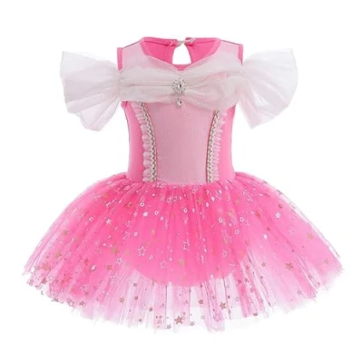 Imagen de Lito Angels Disfraz Princesa Aurora Ballet Tutu para Niñas, Vestido Maillot de con Falda, Leotardo Danza, Talla 2 3 Años (Número etiqueta 100)