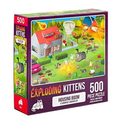 Imagen de Exploding Kittens Jigsaw Puzzles For Adults Housing Boom 500 Piece Family Fun &amp; Game Night