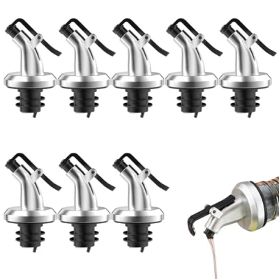 Imagen de Newpop 8 Piezas Vertedor de Botellas, Taper Vertedores Aceite, Dosificador con Tapas, Tapón Botella Vino, Boquillas para Verter Dispensador Aceite y Vinagre