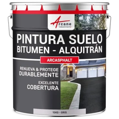 Imagen de Pintura bituminosa y de alquitrán: resina suelo para asfalto 15 kg (hasta 30 m² en 2 capas) Gris ARCANE INDUSTRIES