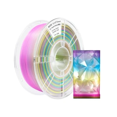 Imagen de iBOSS filamento PLA Plus (PLA+) para impresora 3D de 1,75 mm, precisión dimensional +/ 0,02 bobina 1 kg (2,2 LBS), impresión 3D, arco iris transparente