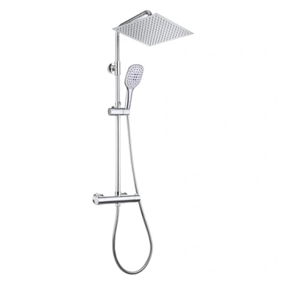 Imagen de Görbach Columna Ducha con Grifo Termostático Set Acero INOX 304 Mezclador Termostático, Sistema Mano y Rund Lluvia Cromado 30 * 30cm