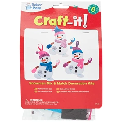 Imagen de Baker Ross AT160 Kits Decoración combinables muñecos de nieve (Pack 6) para manualidades infantiles