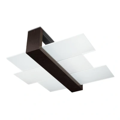 Imagen de SOLLUX lighting Feniks 2 Plafón Elegante Carcasa De Madera + Combinación Pantalla Vidrio Bombilla Reemplazable E27, x 60 W Wengué, 43 12 cm