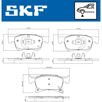 Imagen de SKF VKBP 80301 A Juego de pastillas freno con avisador acústico desgaste accesorios OPEL: Corsa E Hatchback, Adam