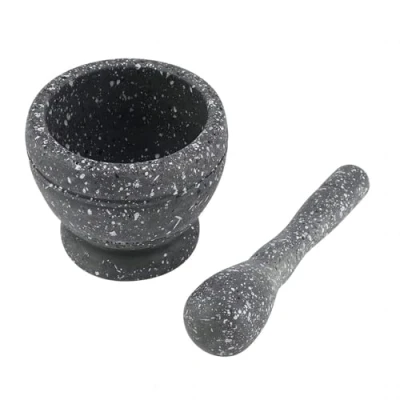 Imagen de VIFER Juego de Mortero y Maja, Piedra Pulida Huego manual Maja Plástico Triturador Ajo Molinillo Hierbas Especias, Herramienta cocina (# 4)