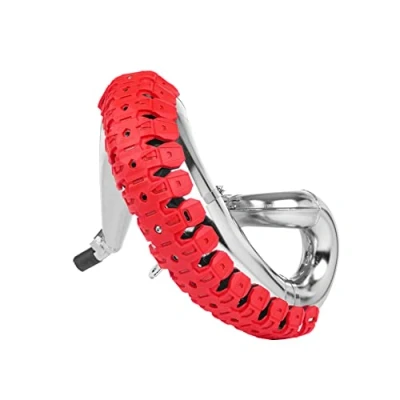 Imagen de Polisport 8469200004 Armadillo Pipe Protector de Escape Universal para Motos 2 Tiempos Fabricado en Acero Inoxidable y elastómero Ligero Resistente a Las Altas temperaturas Color Rojo