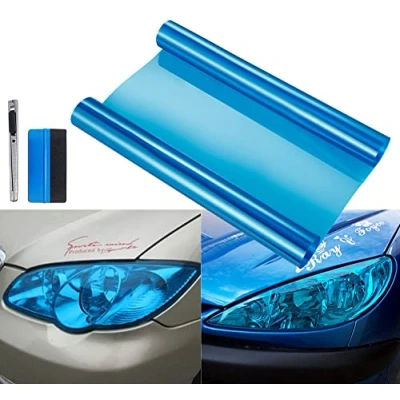 Imagen de NewL 12 por 48 Pulgadas Auto Adhesivo Tinte Faro Trasero luz antiniebla Vinilo película de Humo Cubierta Pegatina (Azul)