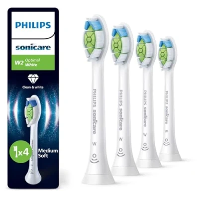 Imagen de Philips Sonicare W2 Optimal White, cabezales de cepillo dental repuesto originales, blanco, paquete 4, HX6064/87