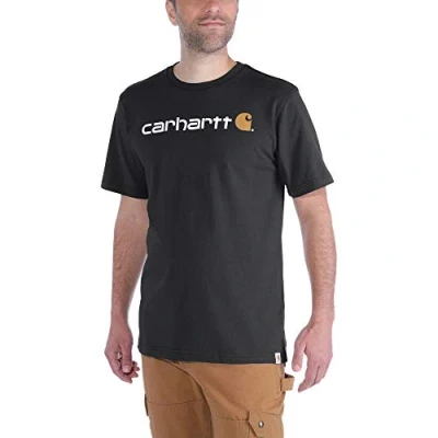 Imagen de Carhartt, Hombre, Camiseta De Manga Corta Con Logotipo Gráfico, Tejido Grueso, Ajuste Ligeramente Holgado, Negro, XL