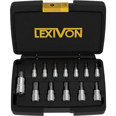 Imagen de LEXIVON Juego de llaves vaso Torx acero aleado S2 Premium 13 piezas Star T8 T60 Estuche almacenamiento mejorado (LX 143)