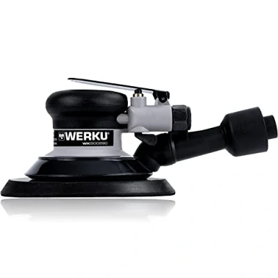 Imagen de Werku WK500290, Lijadora Circular Rotorbital Neumática, Calidad Profesional, Disco 150 mm, Órbita 5 Incluye Manguera Aspiración