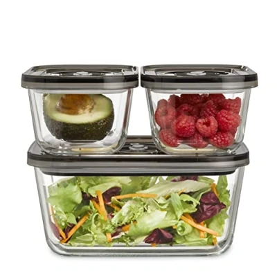 Imagen de Caso VacuBoxx Eco Set Juego de 3 recipientes vacío, cristal, apilables