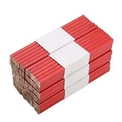Imagen de Cocoarm Lápiz de carpintero rojo núcleo duro Juego 72 lápices carpintero, 175 mm, para marcar y dibujar en obras