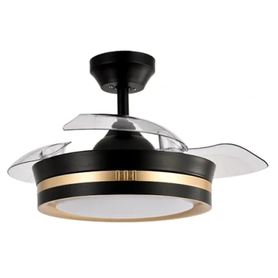 Imagen de Abrila Ventilador DC VIPER Color Negro/Color Oro con tres Aspas Desplegables 6 Velocidades Ajustables 3 Temperaturas de Luz Mando a Distancia Incluido