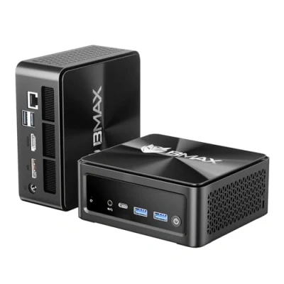 Imagen de BMAX mini PC, AMD Ryzen 7 5700U (8C/16T, hasta 4,3 GHz), ordenador 16 GB DDR4 512 NVMe SSD, HDMI, Type C, DP1.4 pantalla triple 4 K @ 60 Hz, WiFi 6 Bluetooth, micro PC para oficina, estudio