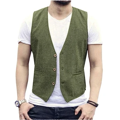 Imagen de AeoTeokey chaleco de lino verano para hombre, informal, ajuste regular, Verde militar., M