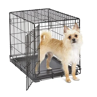 Imagen de New World modelo B24 Jaula para perros recién óptimizada, con una sola puerta, bandeja a prueba de fugas, patas protectoras y nuevas características patentadas, longitud 60,96 cm
