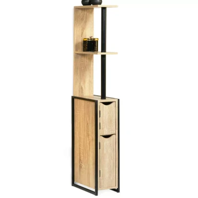 Imagen de IDMarket Mueble WC de 2 puertas DETROIT con estantes diseño industrial