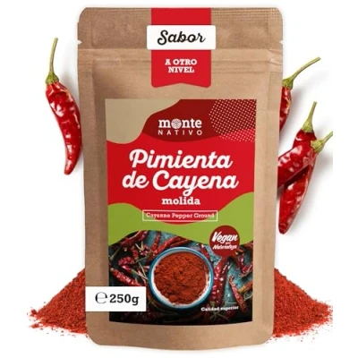 Imagen de Pimienta de Cayena molida Monte Nativo (250g) finamente picante en Polvo suavemente seca y aromática ideal para Cocinar