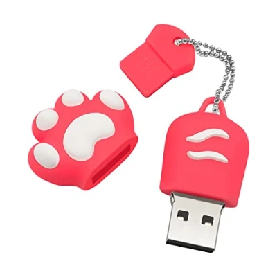 Imagen de Pendrive 64 GB Memoria USB 2.0 GB, Pen Drive de Alta Velocidad Transferencia, con Forma Pata Gato Dibujos Animados, Fácil Transportar Mini 64GB (Rosa)