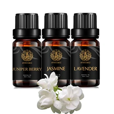 Imagen de Aromaterapia jazmín aceite esencial set para difusor,3x10ml 100% puro lavanda Kit humidificador jazmín,lavanda,bayas de enebro Aceites set,aromaterapia baya