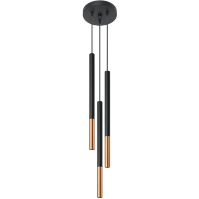 Imagen de SOLLUX lighting lámpara colgante de techo acero 3 llamas LED bombilla cobre negro Mozaica