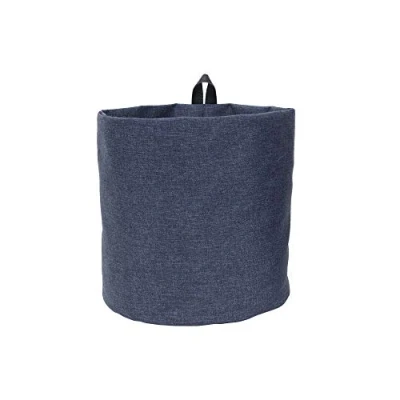 Imagen de Bigso Box of Sweden Cesta colgante grande de poliéster y cartón pared con trabilla aspecto lino Cubo almacenaje para colgar o poner pie azul
