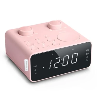 Imagen de Radio Reloj Despertador MUSE M 17CPK Rosa, Dimmer, Buzzer, Doble Alarma