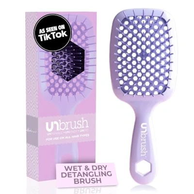 Imagen de FHI Heat UNbrush cepillo desenredante para todo tipo de cabello húmedo o seco, cerdas antiestáticas DuoFlex, mango ligero, ventilado, lila claro