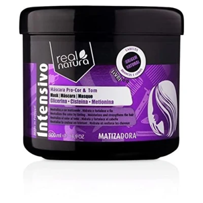 Imagen de Real Natura Máscara Sin Sal Pro Color y Tono Matizante Matiza Potencia el Hidratación Profunda Para Cabellos Rubios Brillo Radiante 500 ml