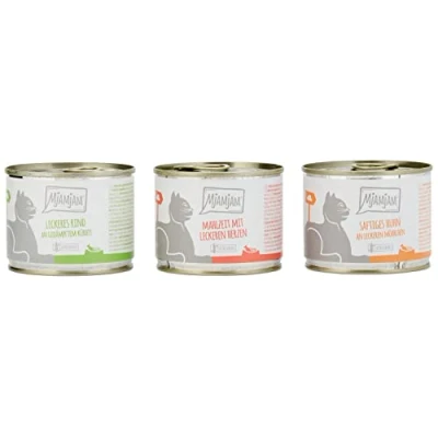 Imagen de MjAMjAM comida húmeda premium para gatos paquete mixto I pollo, ternera, corazones, de 6 (6 x 200 g), sin cereales con carne extra