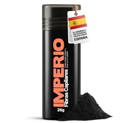 Imagen de IMPERIO Fibras Capilares y Densificador de Cabello Algodón natural. Llena engrosa su Microfibras en Polvo Para Mujeres Hombres 26g (Negro)