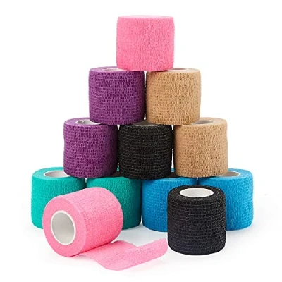 Imagen de Venda Cohesiva Envoltura Tape Vet, 5 cm x 4,5 m 12 Pack vendas autoadhesivas Vendaje Autoadhesivo para Primeros Auxilios, Lesiones Deportivas, Hinchazón y Esguinces de Tobillo Muñeca (Multicolor)