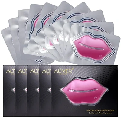 Imagen de 10 Piezas Colágeno Lip Mask, Máscara de Labios,cuidado labial superhidratante,Hidratantes Mascarillas Labios, Antienvejecimiento, Exfoliantes, Hidratantes, Aptas para LabiosSecos y Agrietados