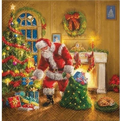 Imagen de Servietten Weihnachten 20 servilletas de Papá Noel distribuyen regalos, Noel, invierno, Navidad, decoración mesa 33 x cm