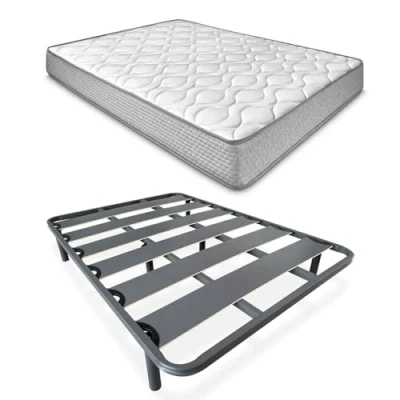 Imagen de Duérmete Online Cama Completa con Colchón Marko Reversible + Somier de Láminas Reforzado 6 Patas Redondas Roscadas, 135 x 190