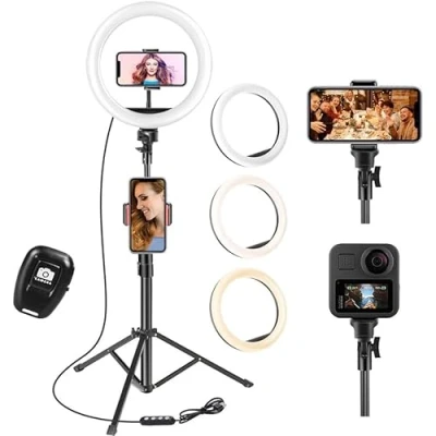 Imagen de Aro de Luz con Tripode, 10&quot; Ring Light Control Remoto 3 Modos 10 Brillos Regulables Anillo para TikTok, Maquillaje, Selfie, Streaming, Youtube, Twich Live