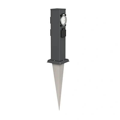Imagen de ledscom.de Polly Pilar de Toma jardín con pincho Suelo para Exteriores, IP44, 3 vías Temporizador/Reloj, Antracita, Cuadrado, 38cm
