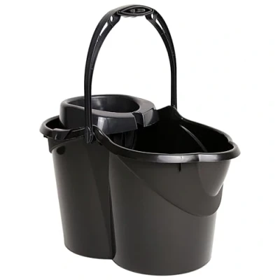 Imagen de MAYA Cubo Ovalado con Escurridor de 15L. Asa Ergonómica. Gris. Fabricado en PPL. Amplia Variedad Colores. (Negro)