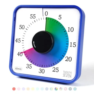 Imagen de temporizador visual de 7.5 pulgadas, cuenta regresiva 60 minutos y 1 hora para niños, herramienta enseñanza en el aula, reunión oficina casa, reloj