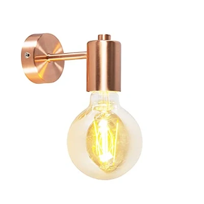 Imagen de Qazqa Diseño Aplique art deco cobre FACIL 1 Acero Redonda Adecuado para LED Max. x 60 Watt