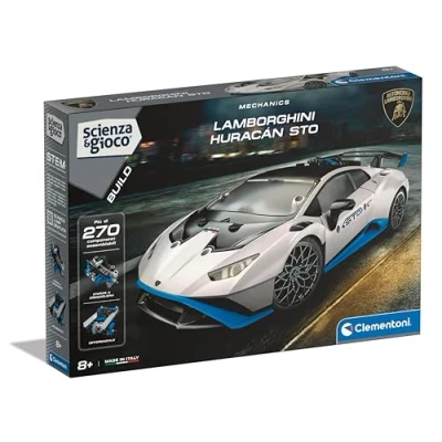 Imagen de Clementoni Scienza e Game Build Lamborghini Huracan STO, kit de construcción para niños a partir 8 años con más 270 componentes intercambiables y aplicación dedicada, Made in Italy, idioma