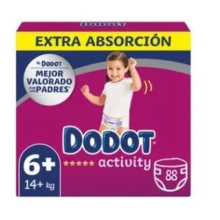 Imagen de LOGAN Pañal talla 6+ para bebés de + 14 kilogramos DODOT Activity 88 uds.