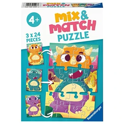 Imagen de Ravensburger Puzzle, Dinosaurios para Mezclar, Línea Mix &amp; Match, Puzzles Niños, Edad Recomendada 4+, Rompecabeza de Calidad