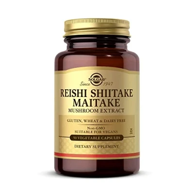 Imagen de Solgar Reishi Shiitake Maitake Extracto de Hongo Cápsulas vegetales Envase 50