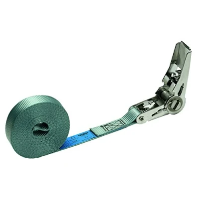 Imagen de PONSA INOX25SF Cincha o Correa de Amarre con trinquete Sin Fin en Acero Inoxidable. Correas tensoras carraca 5M 25 MM Fin. Resistencia 800 kg 1600 (en Bucle)