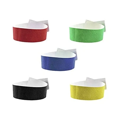 Imagen de FUN FAN LINE 200 unidades Pulseras identificativas 19 mm de papel tyvek. control numeradas con cierre adhesivo. Intransferible y resistente al agua. (Multicolor)