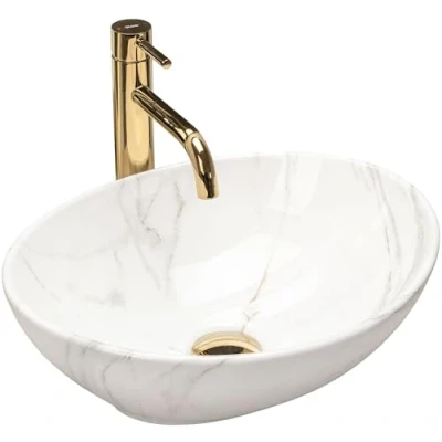 Imagen de Rea Lavabo Sobre Encimera Sofia Brillante Aiax de Baño 410 x 345 150 mm Cerámica (Imitación Piedra)